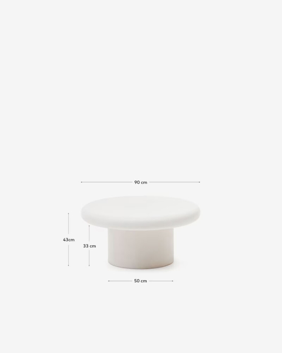 Mesa de centro redonda Addaia de cemento blanco Ø90 cm x 43cm