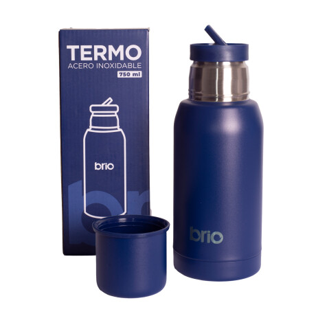 Set De Termo 750 Ml Y Mate Con Tapa brio Acero Inox Azul