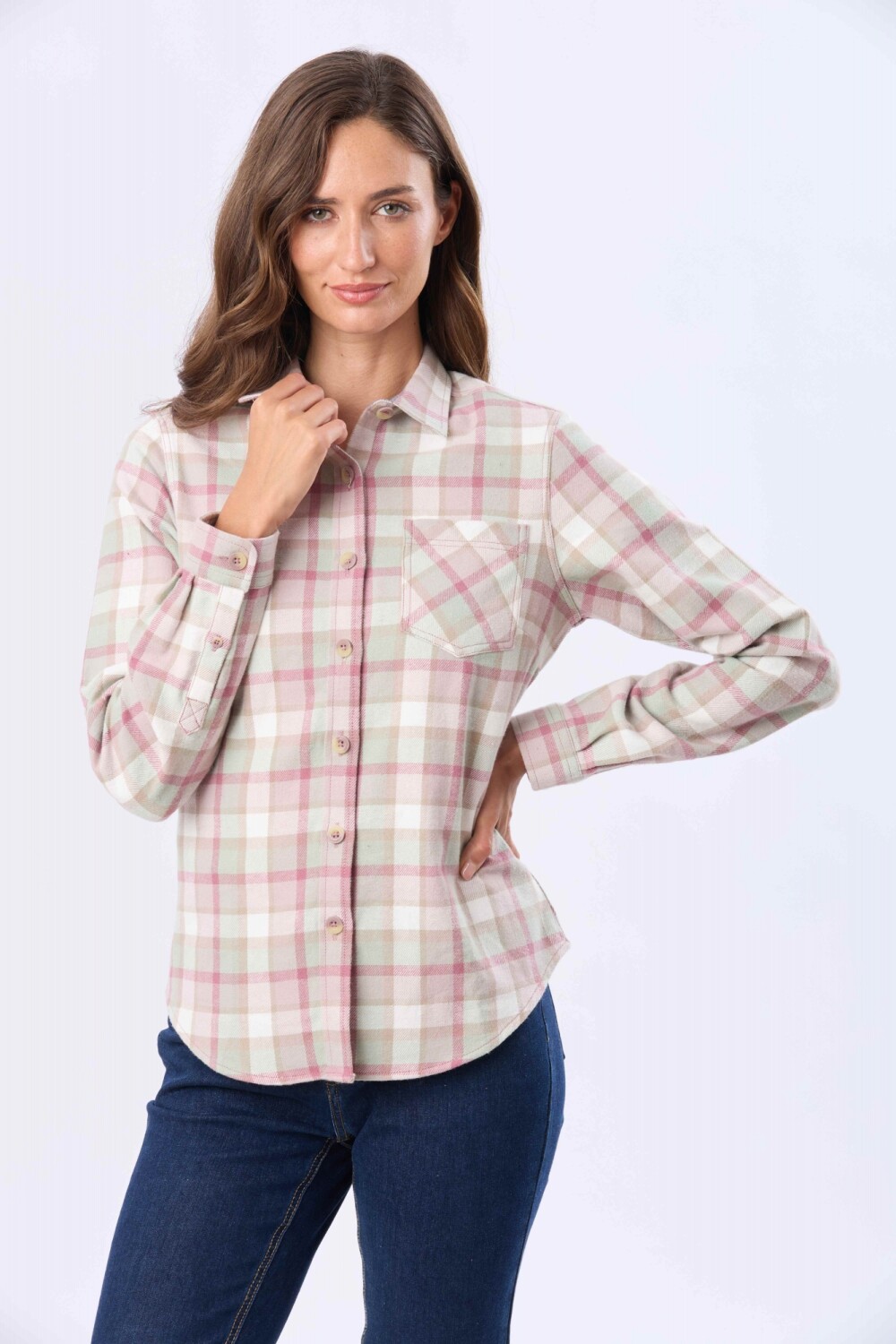 CAMISA VIYELA CUADROS Rosado