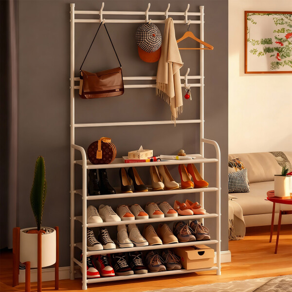 Perchero Ropa Rack Multifuncional Zapatero Organizador Percha Estantes Imback Color Blanco Perchero Ropa Rack Multifuncional Zapatero Organizador Percha Estantes Imback Color Blanco