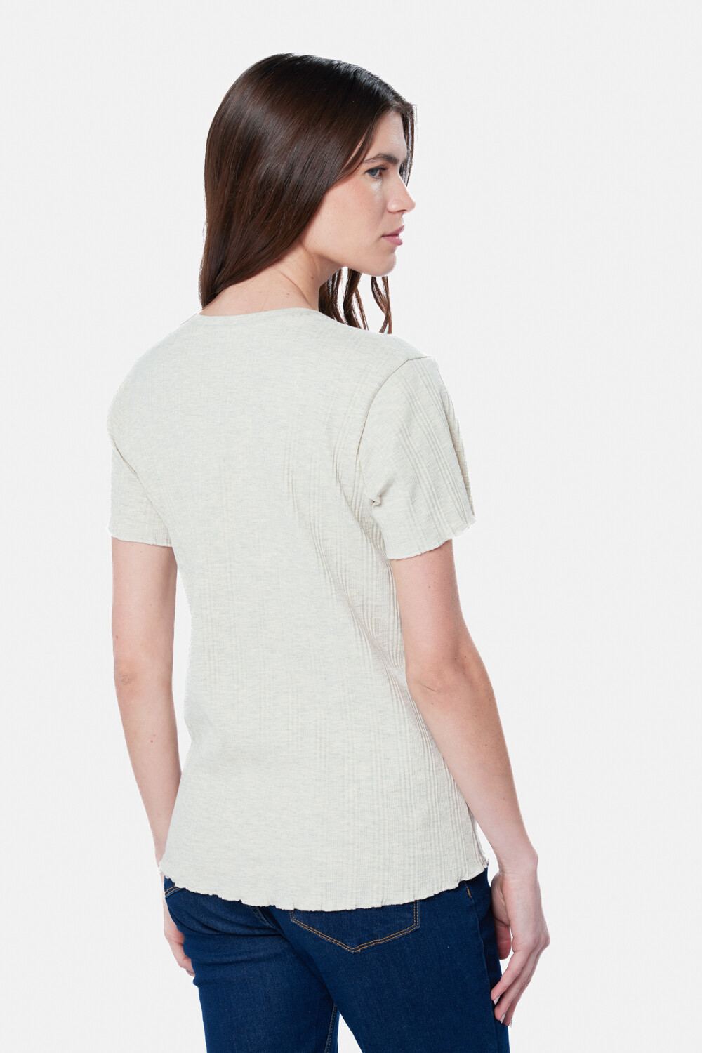 REMERA RIB CON BOTONES Beige