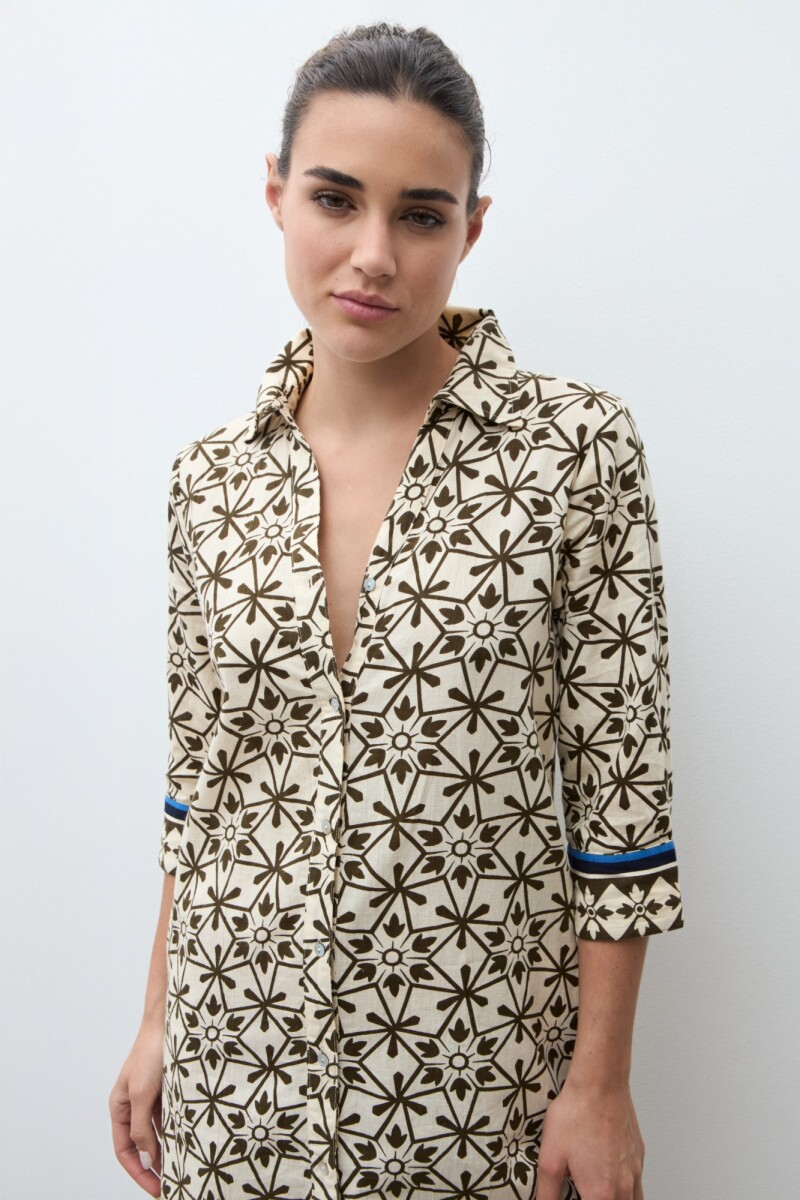 Vestido camisero estampa Jade verde oliva