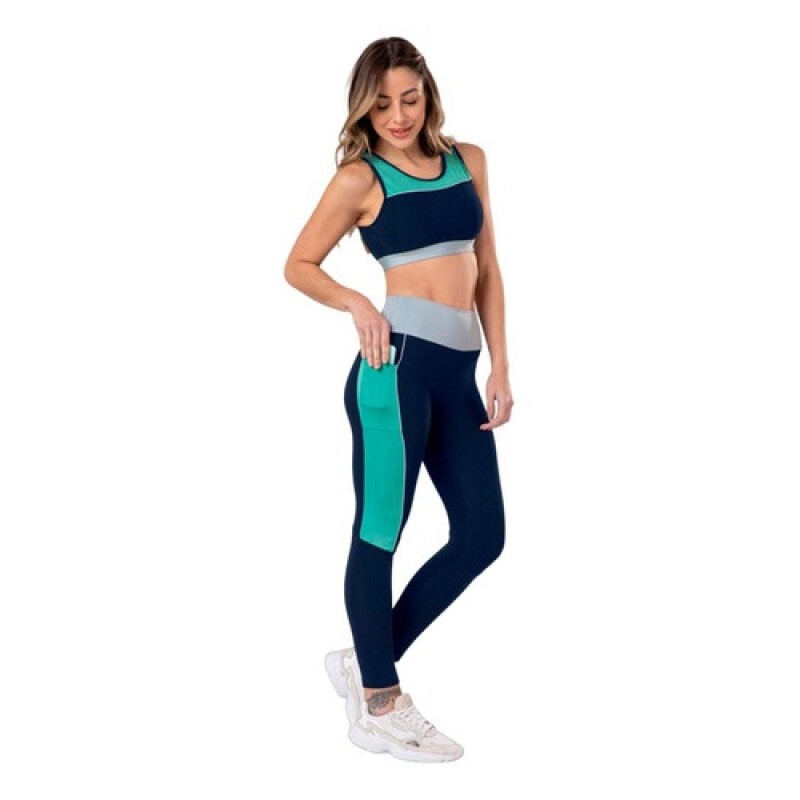 Calza legging deportiva para dama Graphene con bolsillo Azul Marino Calza legging deportiva para dama Graphene con bolsillo Azul Marino
