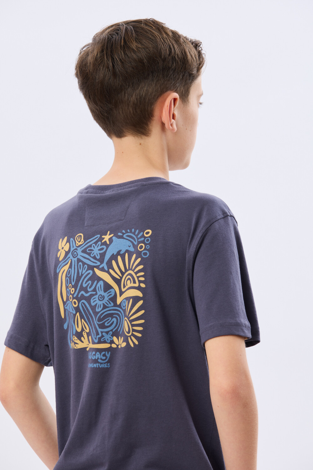 REMERA ESTAMPADA DE ALGODÓN Azul