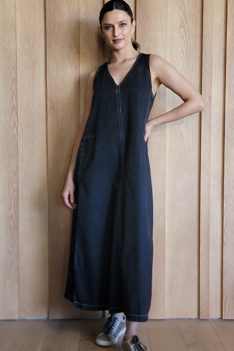 Vestido Formentera Denim Negro Picado