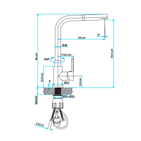 MONOCOMANDO DE COCINA CROMADO DE MESADA CON EXTENSIBLE 000