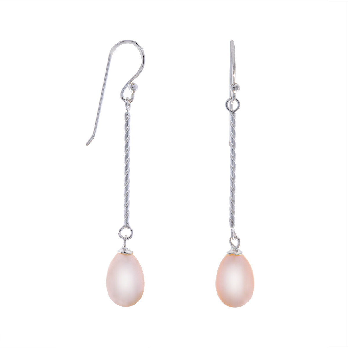 Par de caravanas de plata 925 con perla de río. 