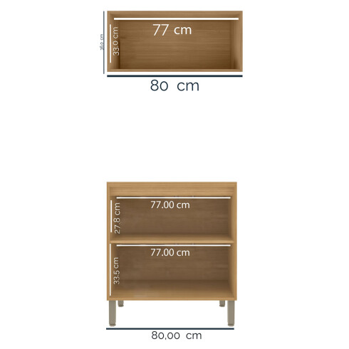 JUEGO DE COCINA 2 MODULOS MESADA MDF LINEA COLORS FREIJO Y VERDE