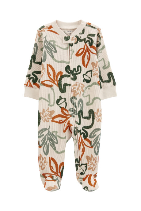 Pijama una pieza de algodón térmico con pie, diseño alce Sin color