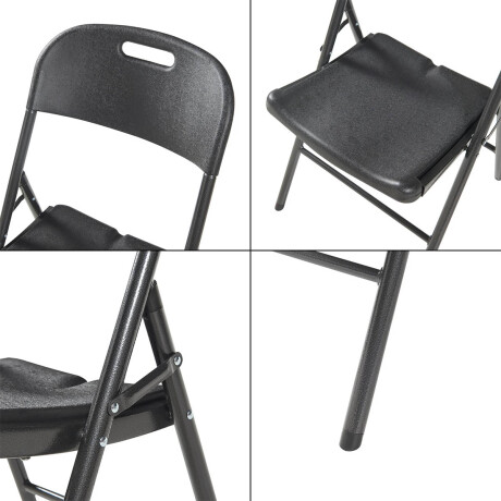 Sillas Plegables Metal Set X2 Jardín Hogar Camping Negro