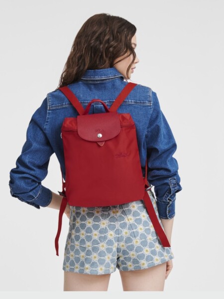 Longchamp - Le Pliage Green M BackPack Rojo