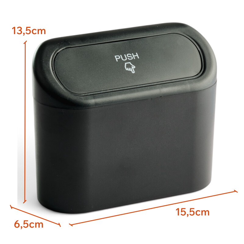Papelera para auto con tapa retractil Negro