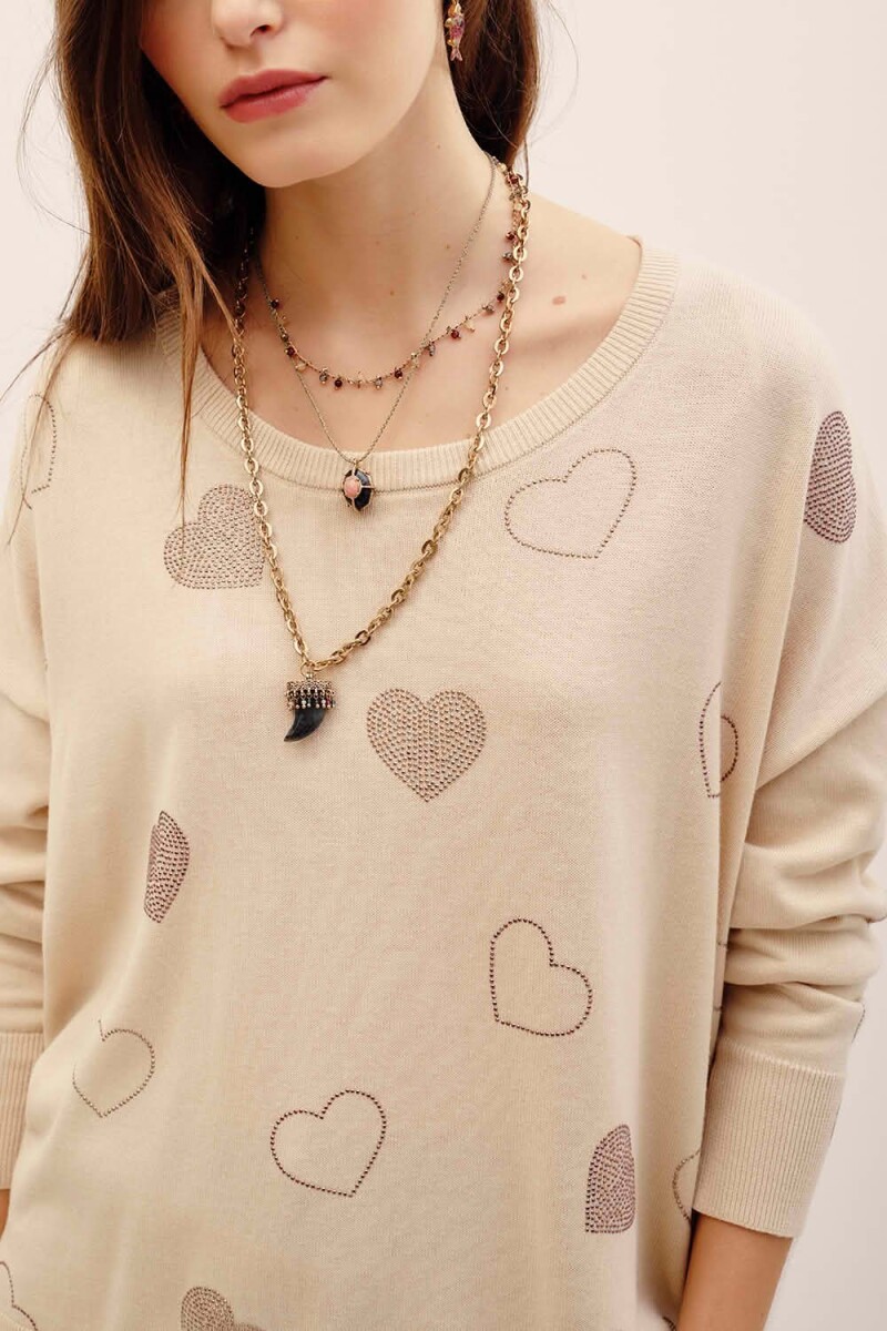 SWEATER HOTFIX HEARTS Crudo