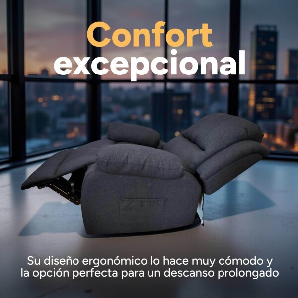 Sofá Sillón Poltrona Reclinable Masajeador Electrico Color Negro Tela
