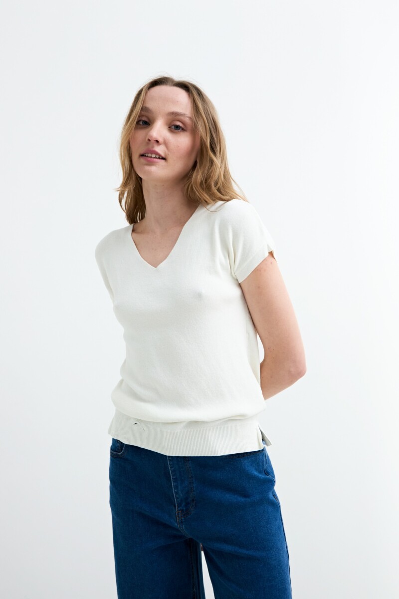 Sweater m/c escote V CRUDO
