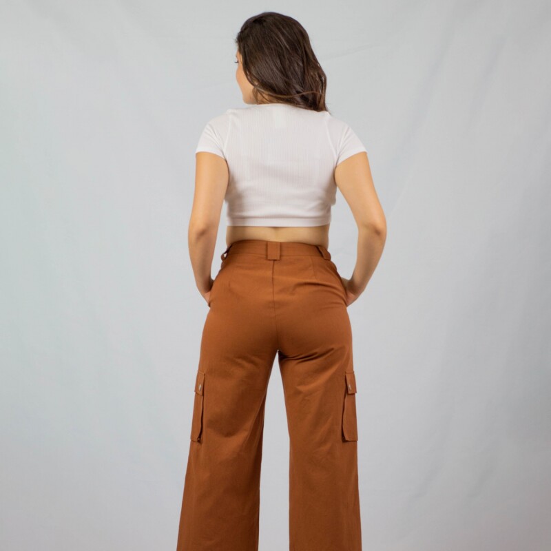 Pantalon Cargo Cropped Terracota