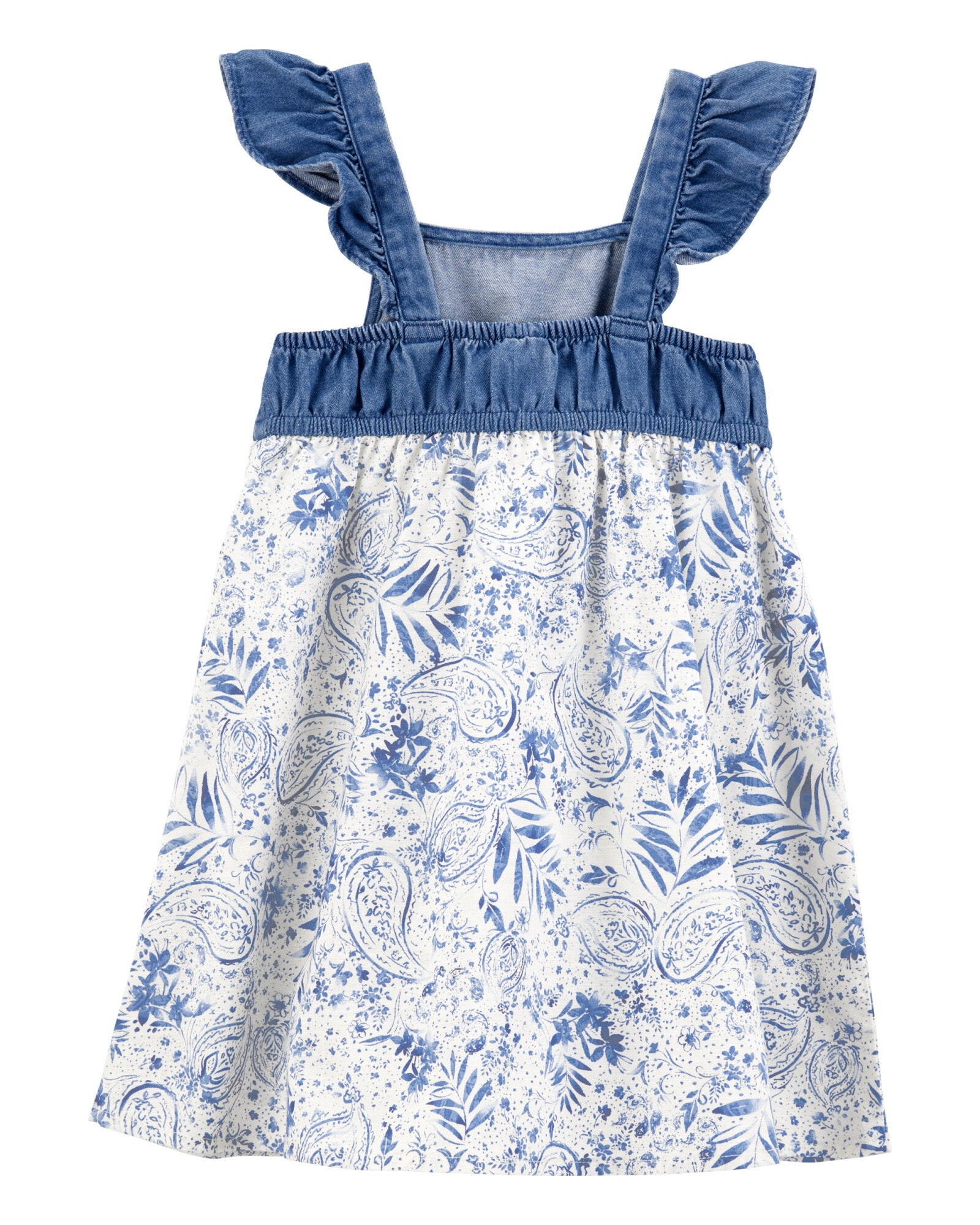 Vestido de algodón y chambray, diseño floral Sin color