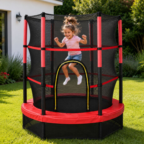 Trampolin Cama Elastica 1.40 Mts Con Red Proteccion Rojo