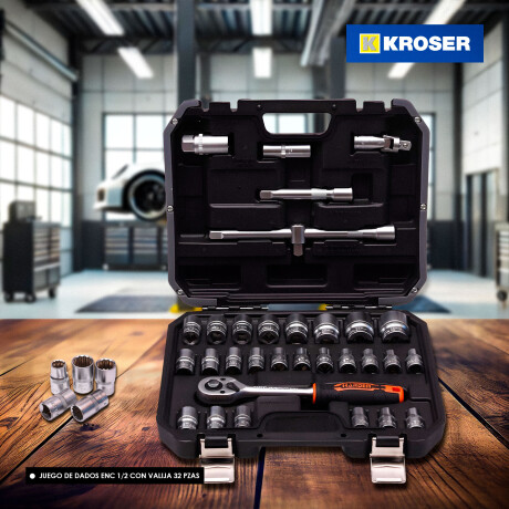 JUEGO DE DADOS ENC 1/2 CON VALIJA 32 PZAS PRO HARDEN ++ N/a