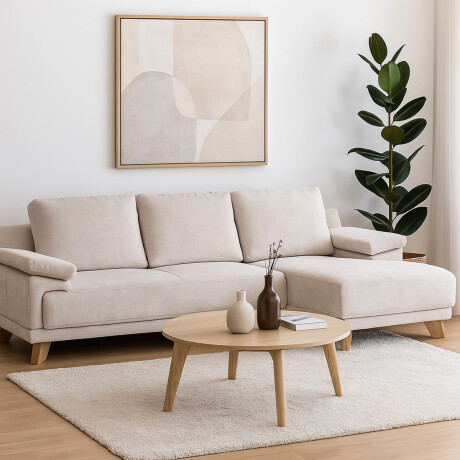 Rinconera Adalia - Tela Microfibra - Chaise derecho 12072 (Beige)