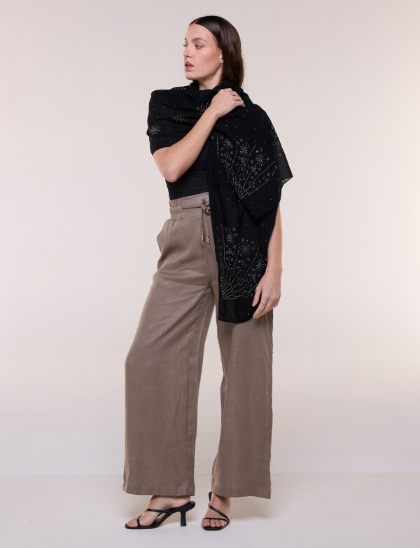 Pashmina De Gasa Con Apliques De Strass NEGRO/PLATEADO