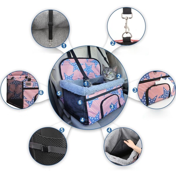 Bolso Transportador Auto Perro Gato Cubre Asiento Vehiculo Color Variante Estrella