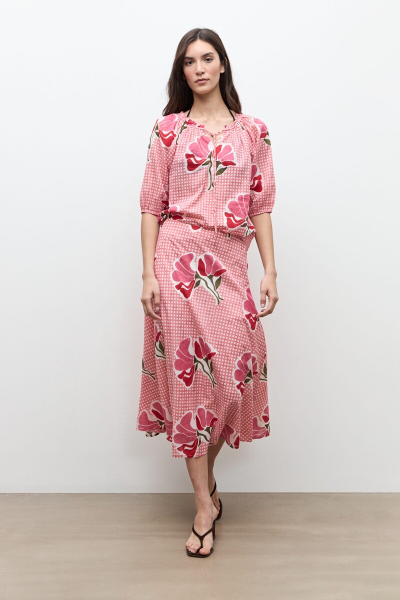 Blusa estampa Malva floral rosado
