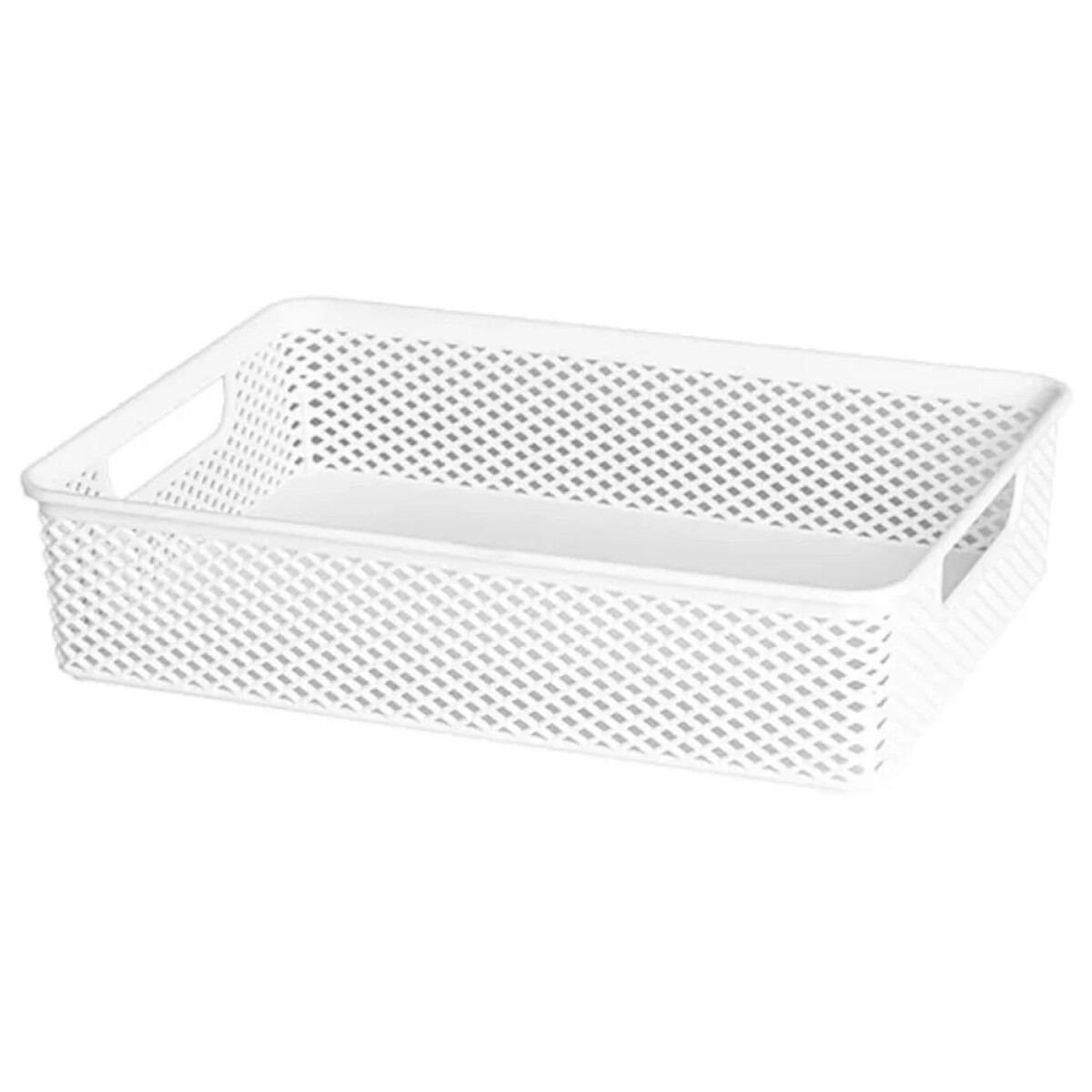 Caja Cesto Organizador en Plástico Calado Línea 23x16x6Cm - Blanco 