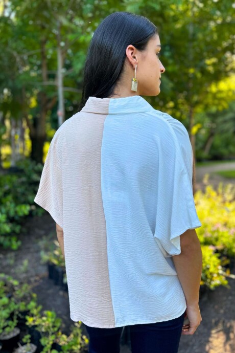 Camisa Aina Blanco y beige