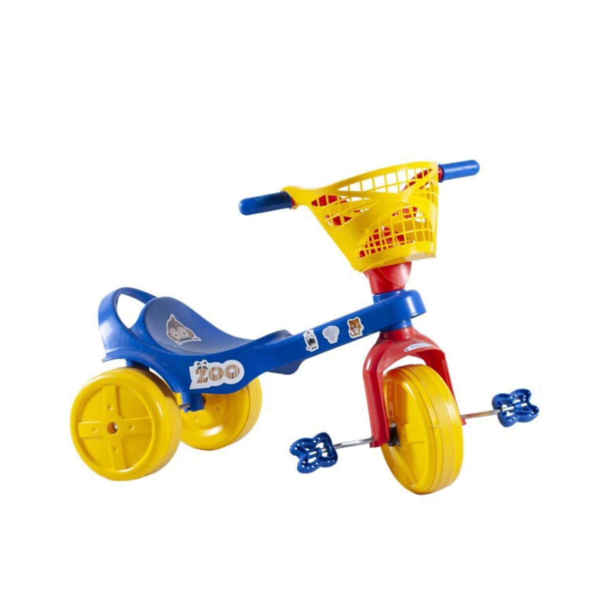 Triciclo de plástico con pedales y canasto - Azul 
