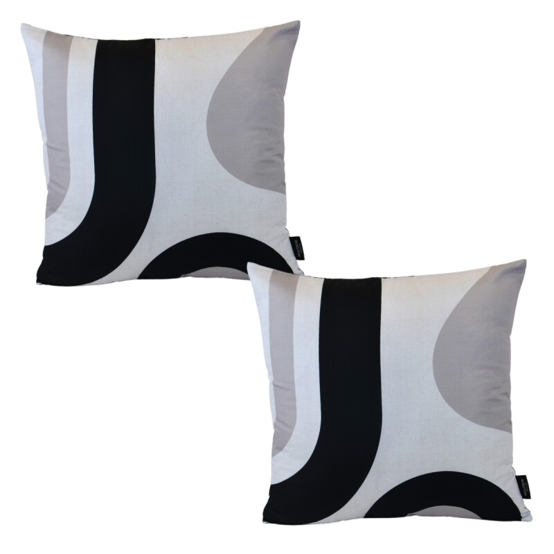 Set x2 funda de almohadones lisa 43 x 43 cm RAYAS NEGRO Y GRIS