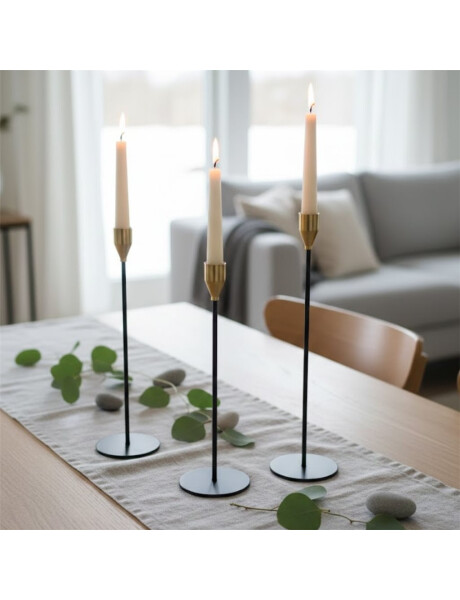 SET 3 CANDELABRO 8x23/28/33CM CON PUNTA DORADA SET 3 CANDELABRO 8x23/28/33CM CON PUNTA DORADA