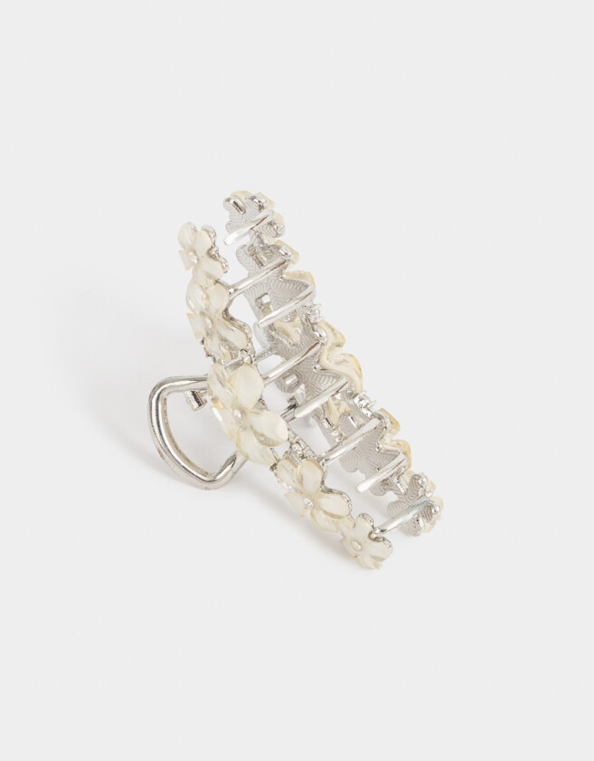 Broche Premium Broche Metálico Flores - Blanco Crudo