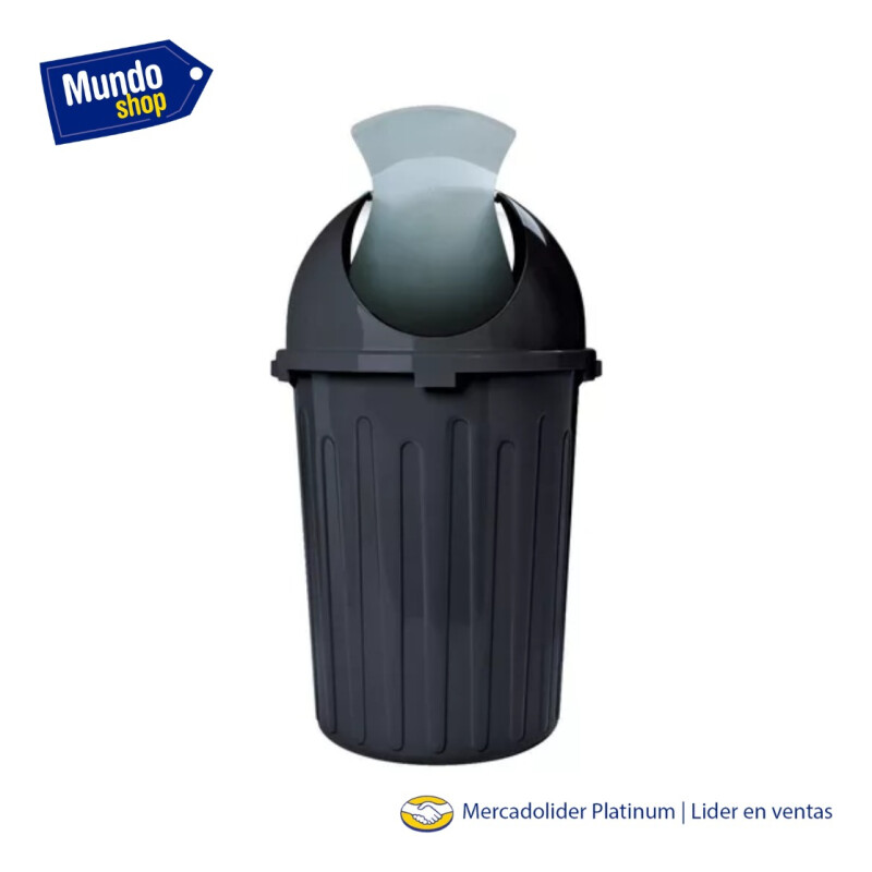 Papelera Basurero Cesto De Basura Tapa Vaiven 80lts Plastico Negro