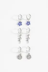 Set de caravanas floral plateado