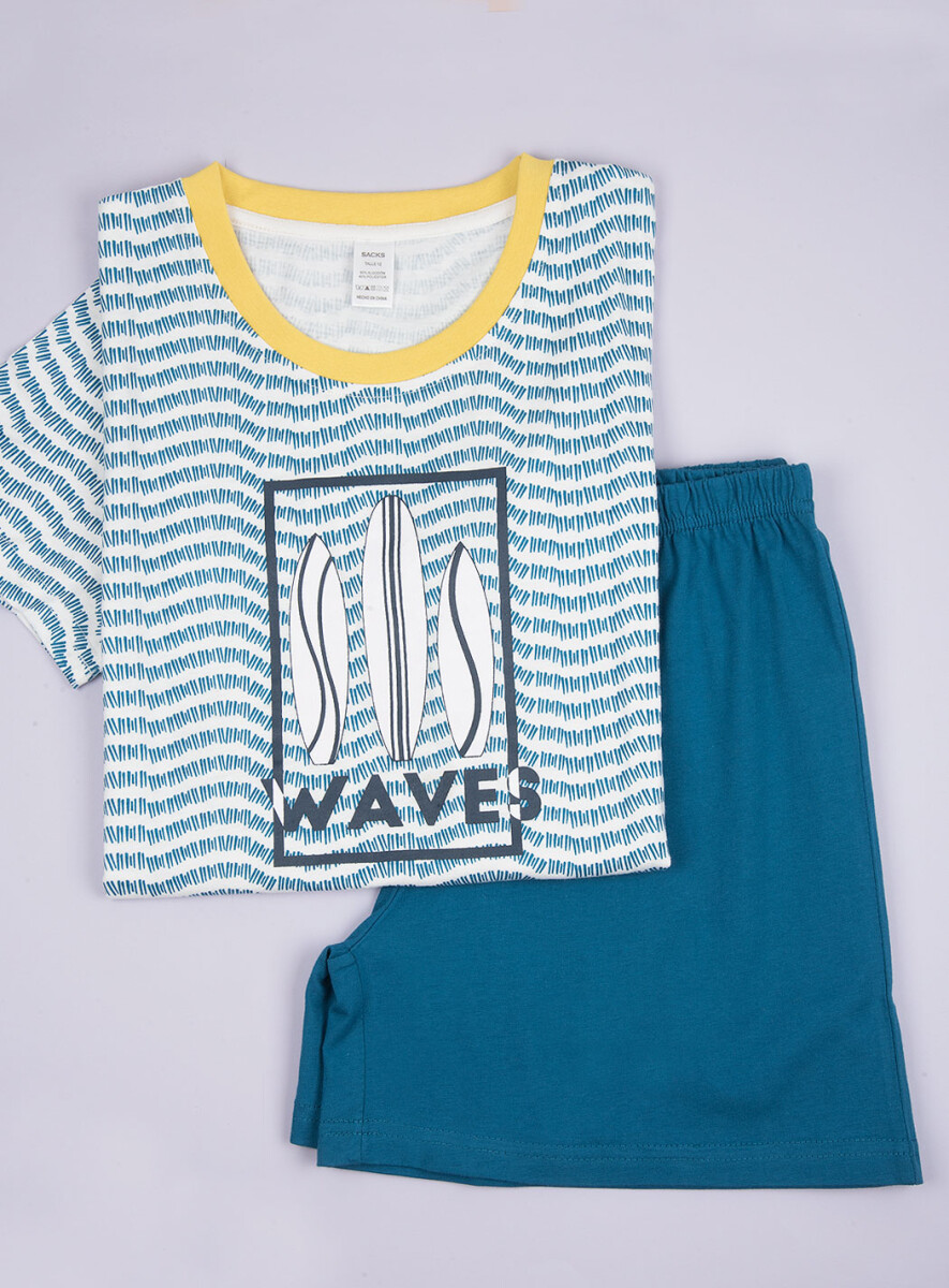 Pijama pre teens waves 12 - Azul 