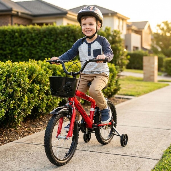 Bicicleta Infantil Shengdi R16 Canasto Parrilla Guardabarros Rojo 1