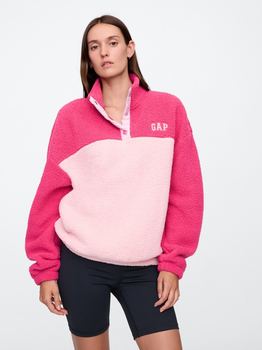 Buzo Corderito Con 3 Botones Logo Gap Mujer - Vivacious Pink 19-2045 