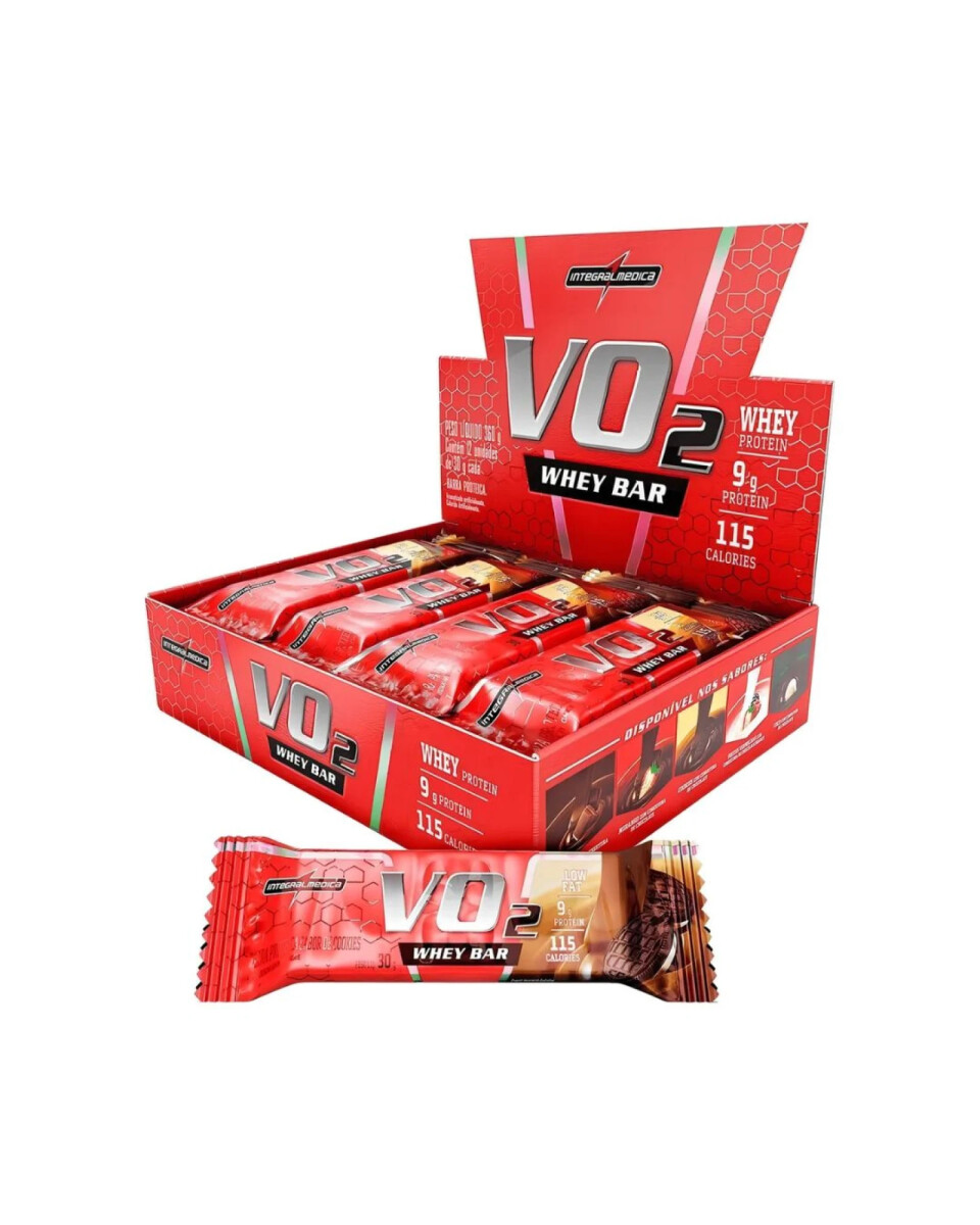 ¡OFERTA IMPERDIBLE! Barra De Proteína 30g Vo2 Whey Bar Caja x12 INTEGRALMEDICA Sabor Cookies 