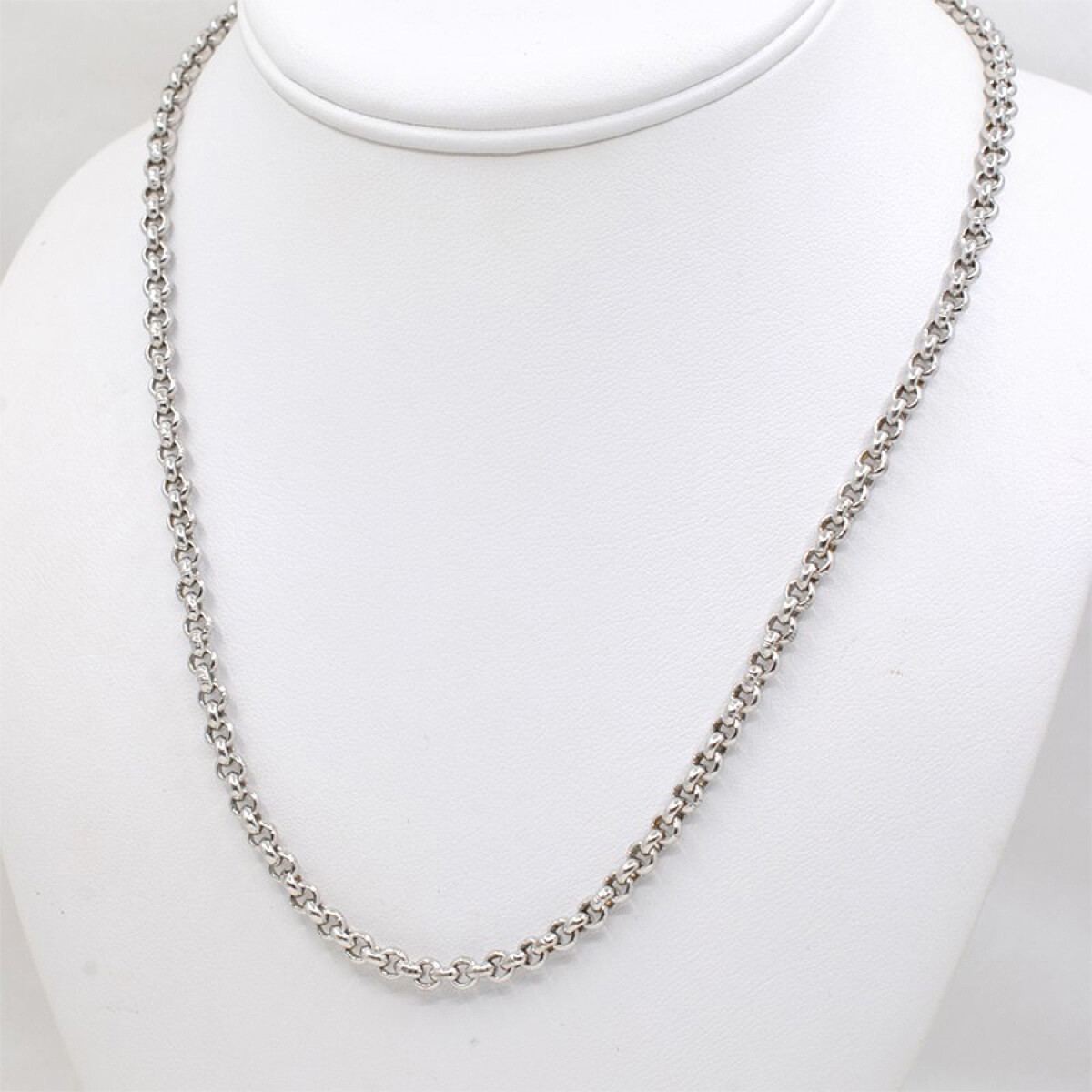 Cadena Oro 18 K blanco , Eslabón Rolo 