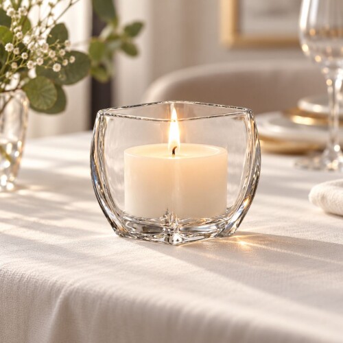 Votive Porta Velas Cuadrado de Vidrio Transparente - Volumen 710ml Votive Porta Velas Cuadrado de Vidrio Transparente - Volumen 710ml