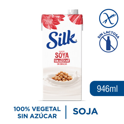 Leche Vegetal Silk Soja sin azúcar 946 ml Bebida Silk Soya Sin Azucar