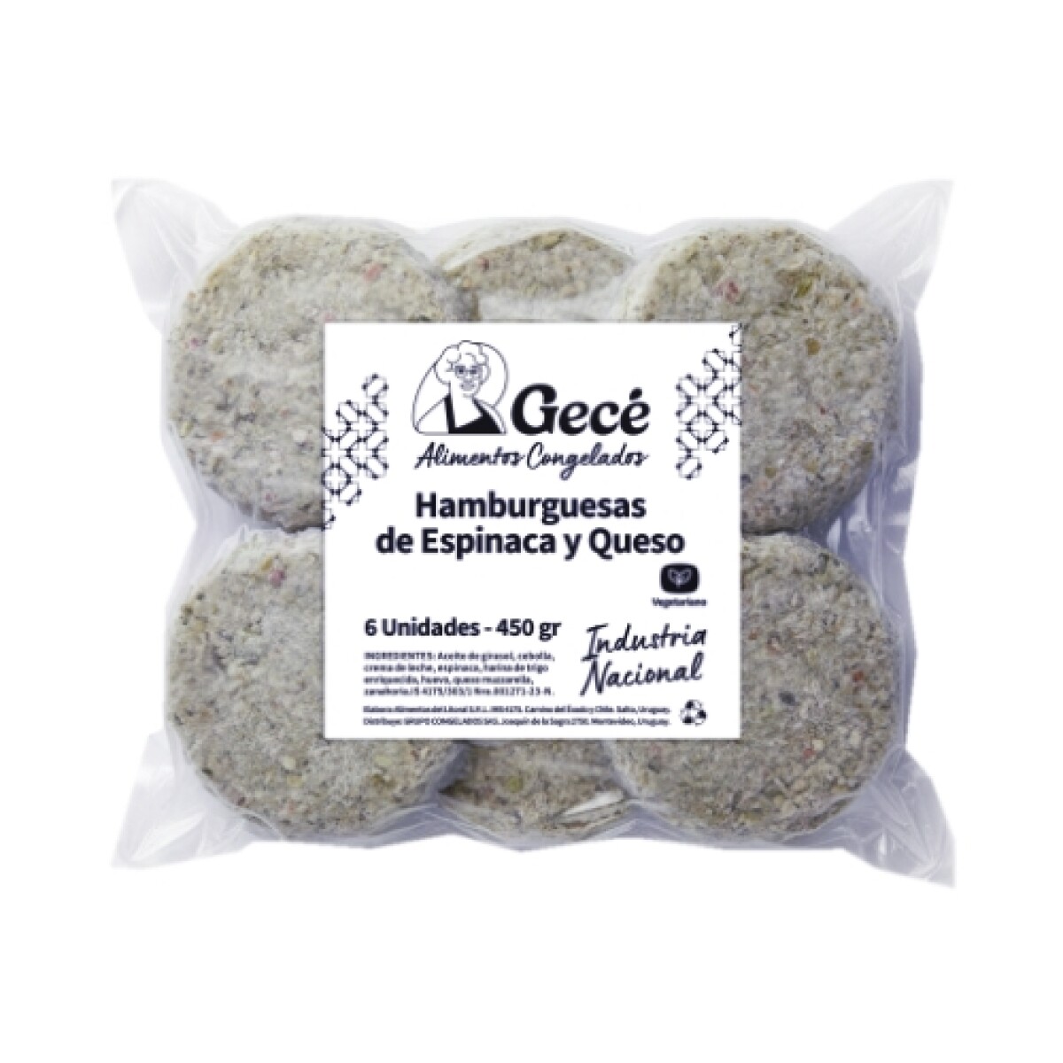 Hamburguesas Veggie Gecé - 6 ud. - 450 g - - Espinaca y Queso 