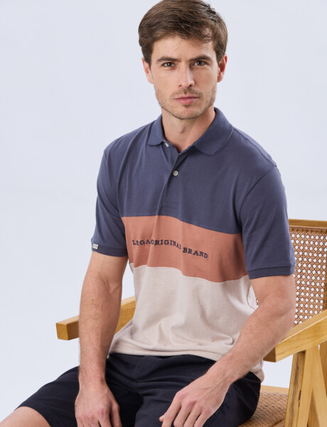 REMERA POLO RAYADA JERSEY Azul Oscuro