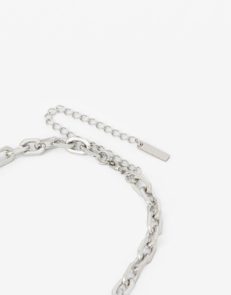 Collares Cortos Metal Collar De Acero Men´s Collection - Plateado