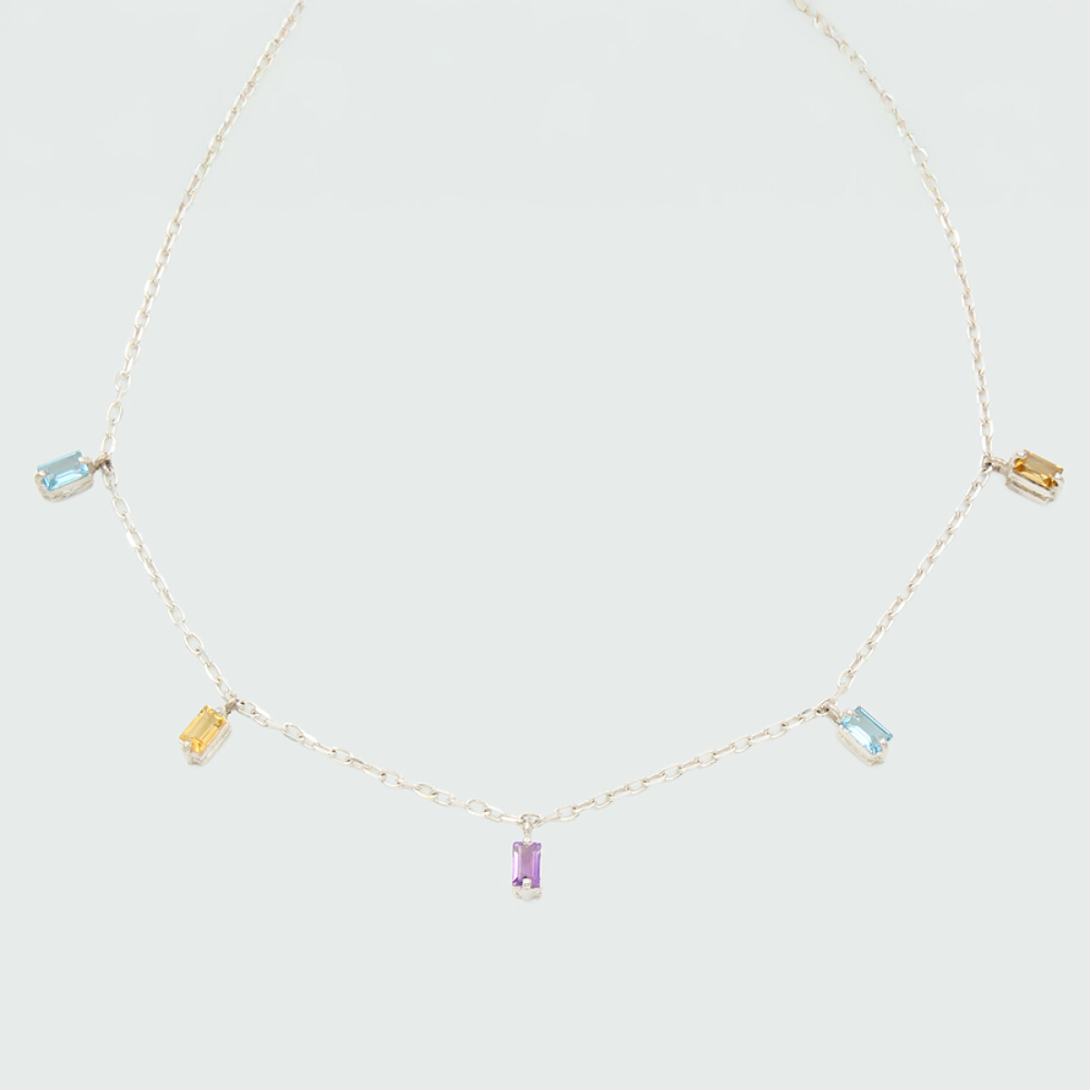 Cadena MOON baguette en plata 925 con piedras semipreciosas 