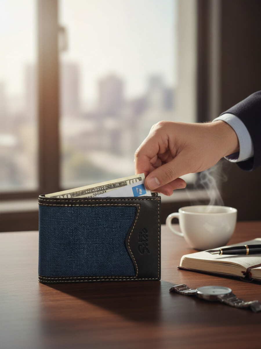 Billetera de lona con marco - Azul 