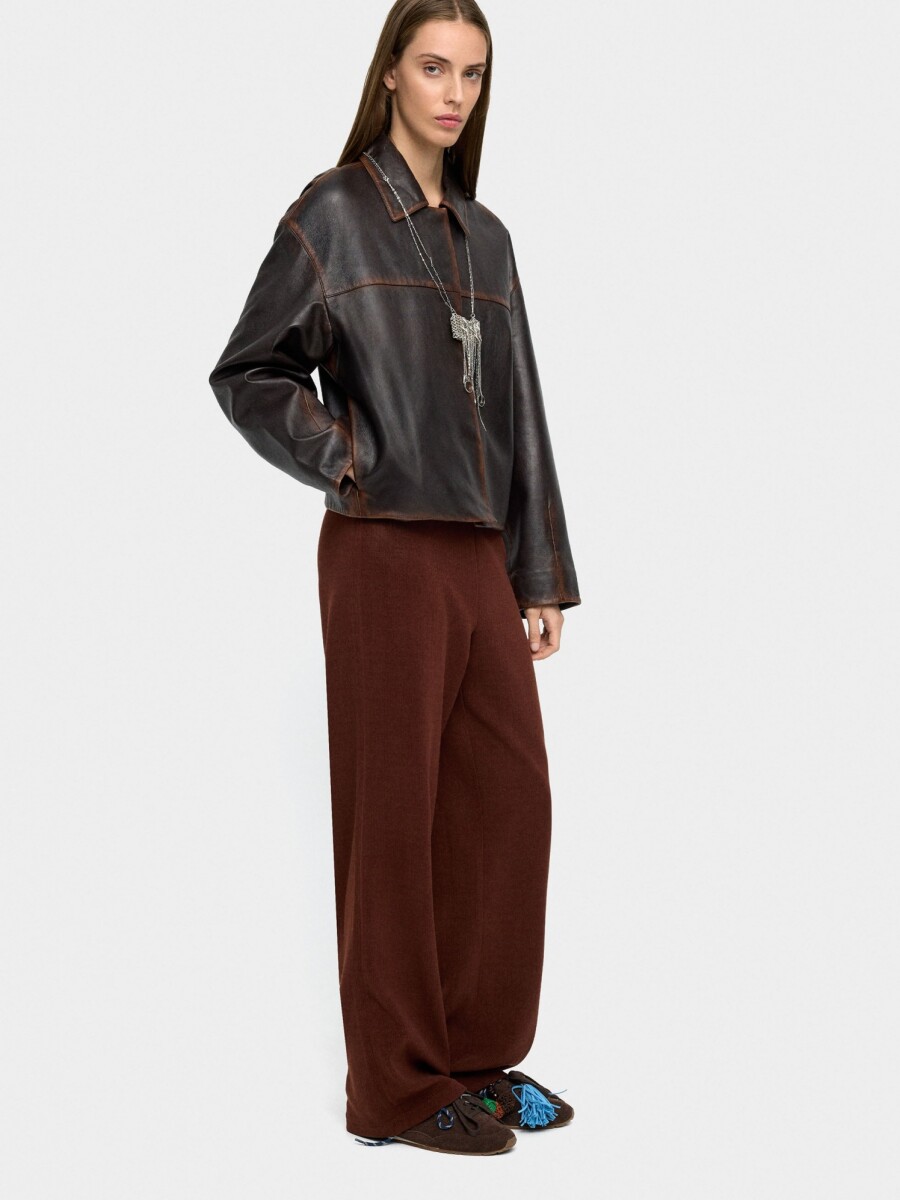 Pantalón Reto Con Cintura Elástica marron