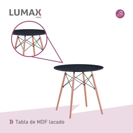 Mesa Eames circular en madera 80cm Negro,Negro