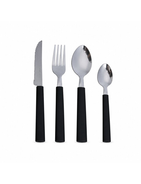 JUEGO DE CUBIERTOS 16PZAS MANGO PLASTICO NEGRO JUEGO DE CUBIERTOS 16PZAS MANGO PLASTICO NEGRO